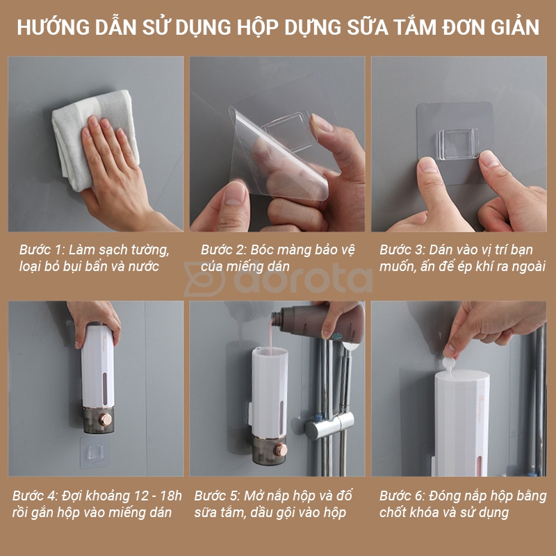 Hộp đựng nước rửa tay dán tường cao cấp, đựng dầu gội sữa tắm 450ml nút nhấn bền bỉ và chắc chắn HST