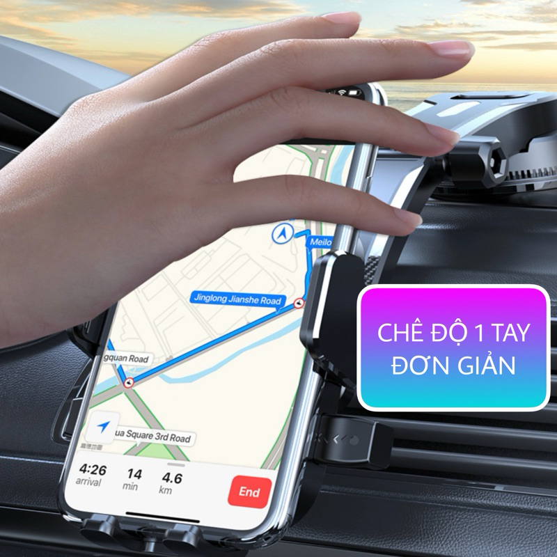 Giá đỡ điện thoại ô tô hình thác nước không che tầm nhìn lái xe - Kẹp giữ điện thoại gắn taplo xe hơi xoay 360 độ