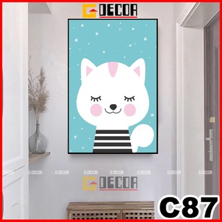 Tranh treo tường canvas 1 bức hiện đại C87, tranh hoạt hình anime trang trí phòng bé, phòng ngủ, spa