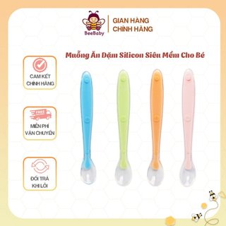 Thìa silicon tập ăn dặm cho bé có hộp, thìa ăn dặm siêu mềm giúp bé ăn dễ dàng và ngon miệng