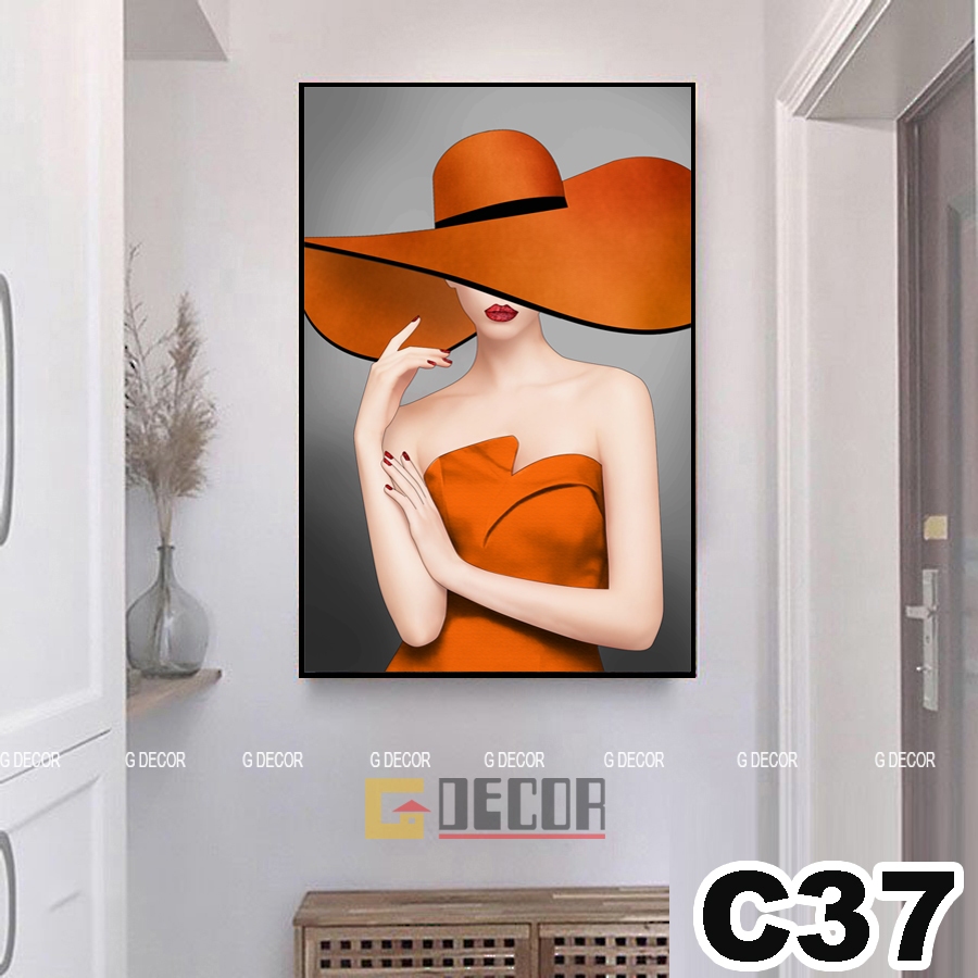 Tranh treo tường canvas 1 bức phong cách hiện đại Bắc Âu 37, tranh cô gái trang trí phòng khách, phòng ngủ, spa, store