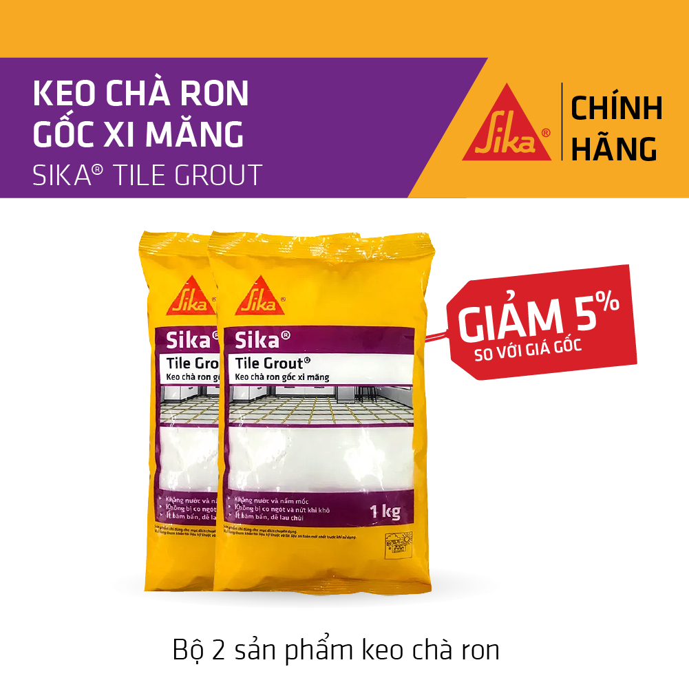 Sika - BỘ 2 sản phẩm keo chà ron chống thấm Sika ® Tile Grout (bao 1 kg)