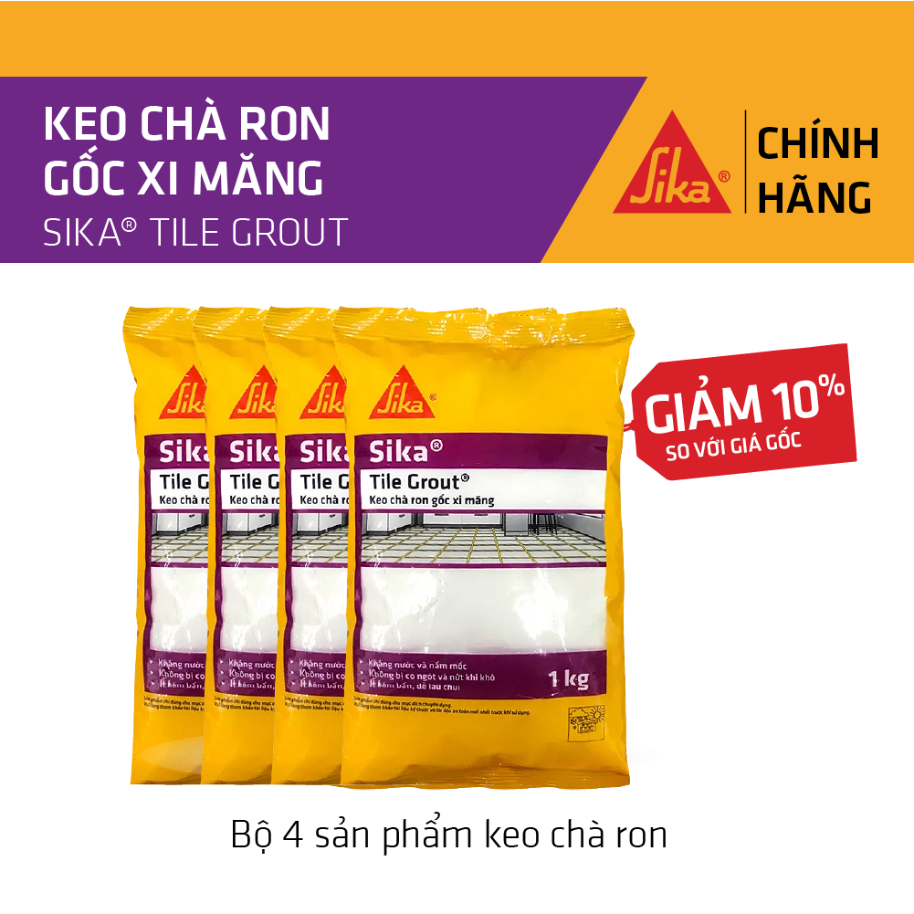 Sika - BỘ 4 sản phẩm keo chà ron chống thấm Sika ® Tile Grout (bao 1 kg)