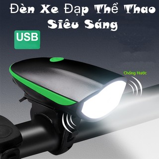 Đèn lắp xe đặp, Đèn xe đạp thể thao,Đèn xe đạp siêu sáng có còi sạc usb chống nước, đèn led xe đạp thể thao nhiều màu.