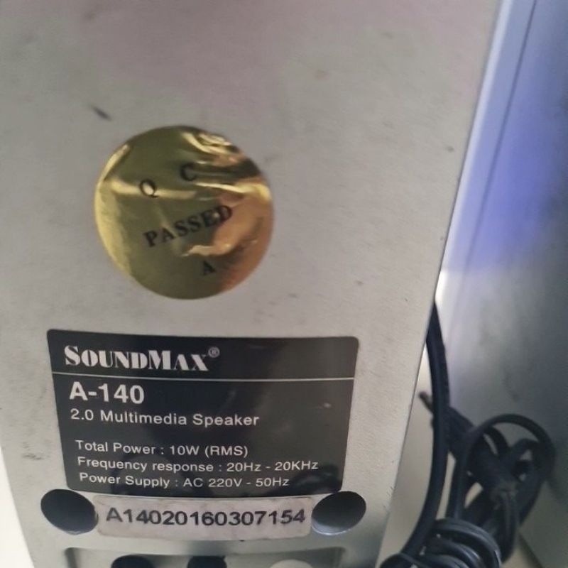 Cặp loa vi tính 2.0. SOUNDMAX model  : A  - 140 , đã gắn BLUETOOTH