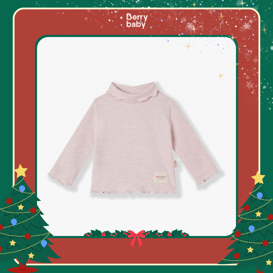 Áo giữ nhiệt cho bé gái BERRY cổ bẻ tay dài áo thu đông vải cotton co giãn ELENA
