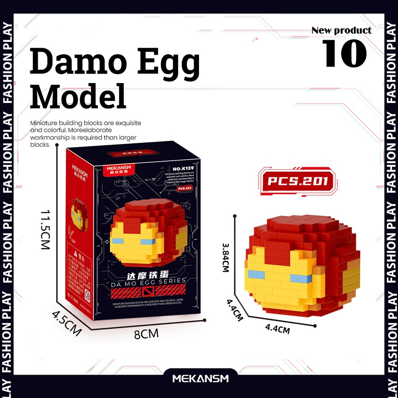 Bộ mô hình đồ chơi lắp ráp xếp hình mini 3D nhân vật hoạt hình dame egg