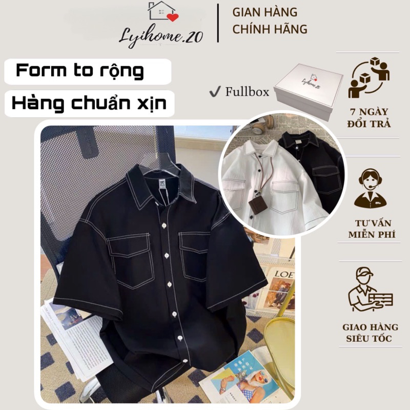 Áo sơ mi nam nữ form rộng chỉ nổi chất dày dặn thời trang đi học đi chơi đi làm cực thoải mái LYIHOME.20
