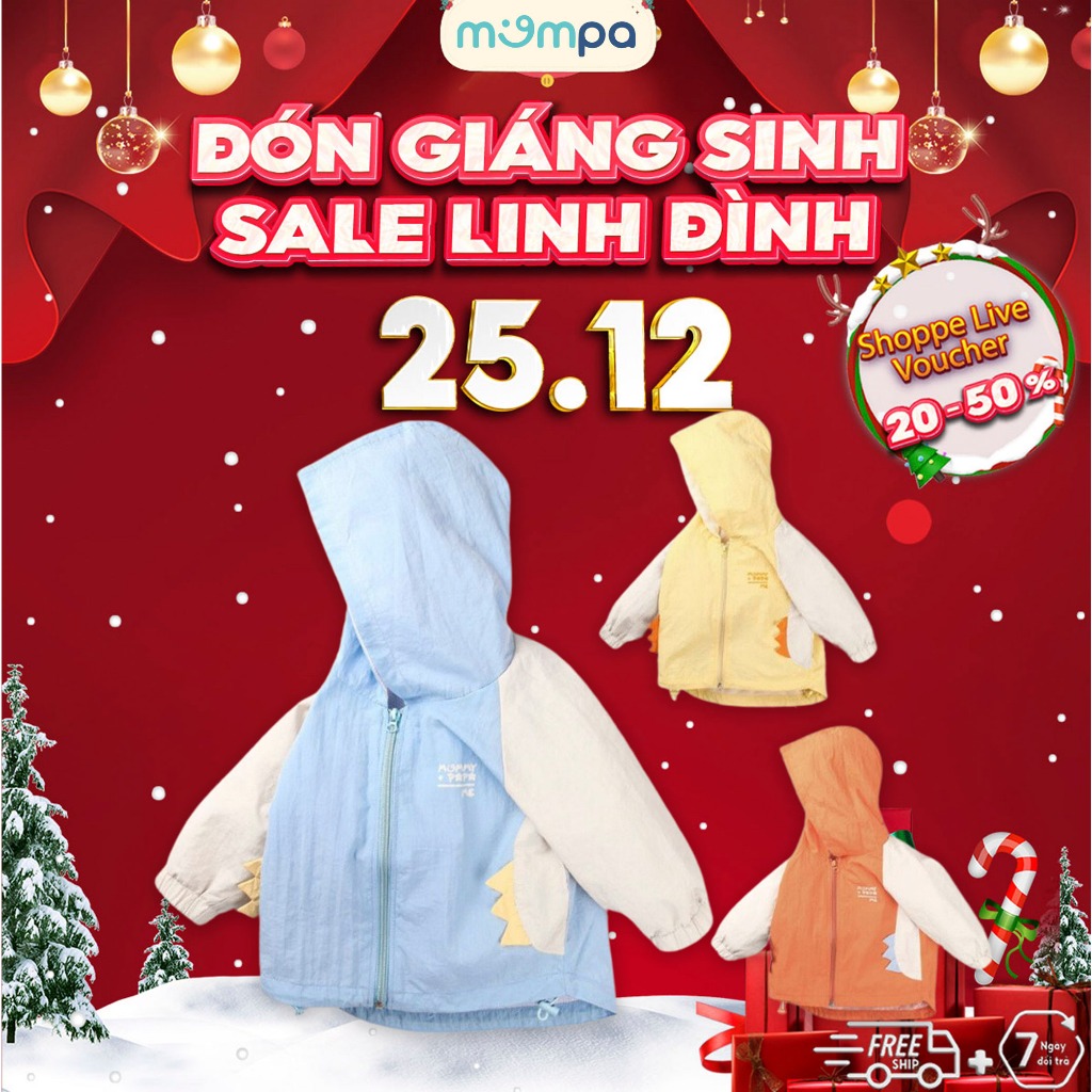 Áo khoác cho bé Mompa 1-5 tuổi vải gió 2 lớp chống bụi bẩn kháng khuẩn vải lót lưới mềm mại 518