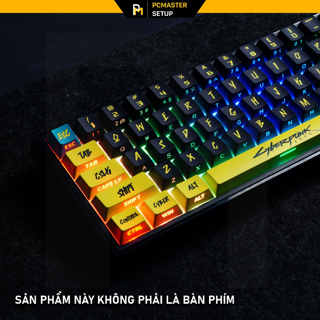 Keycap pbt xuyên led CyberPunk họa tiết in dyesub xuyên led side print