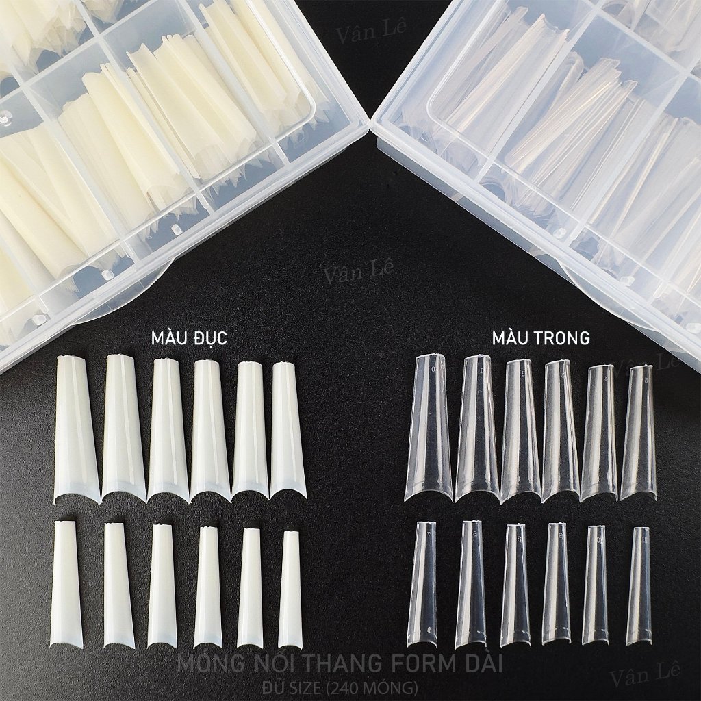 Móng nối phom thang dài hộp 240 móng đủ size Ảnh thật