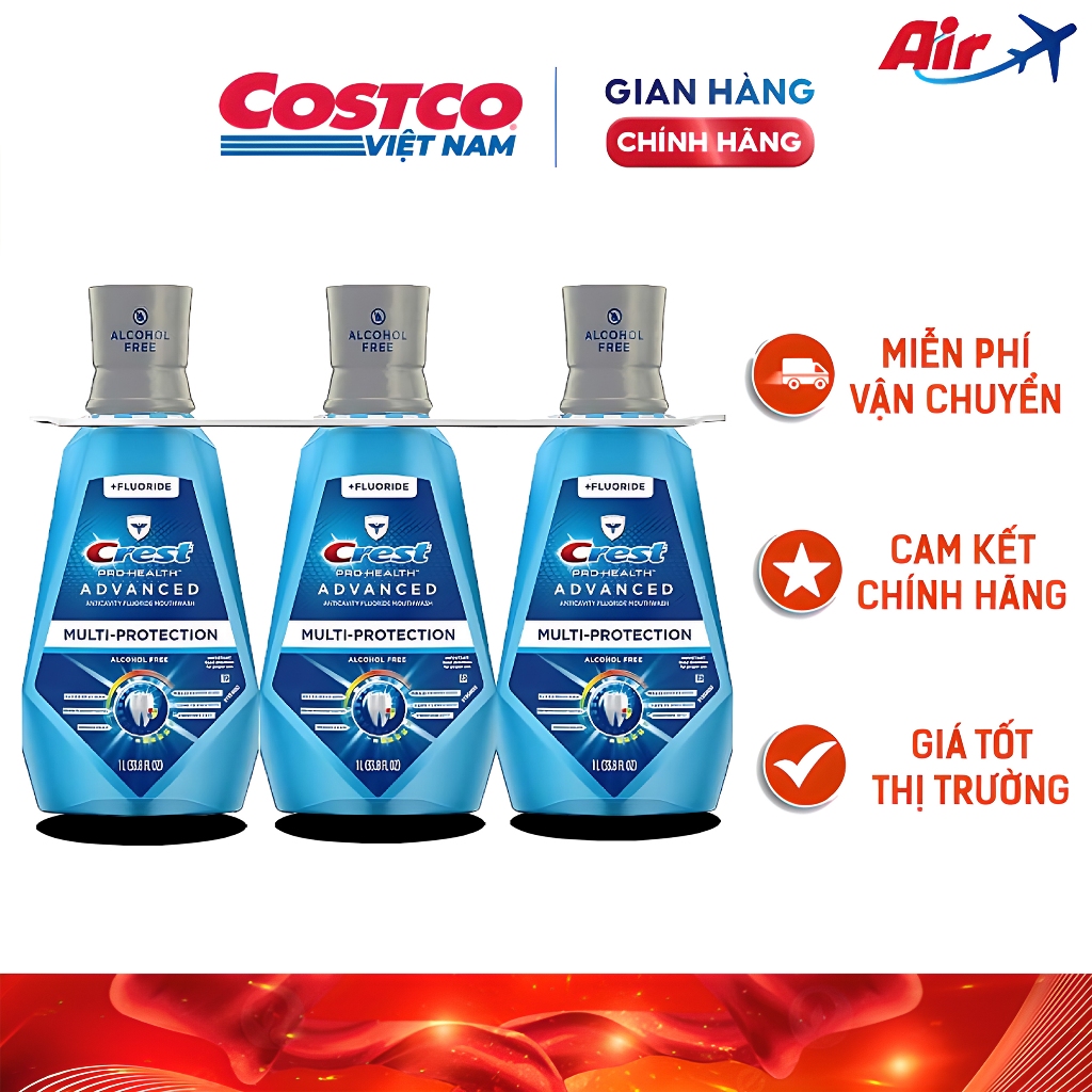 Nước súc miệng Crest Pro Health Advanced 1L của Mỹ