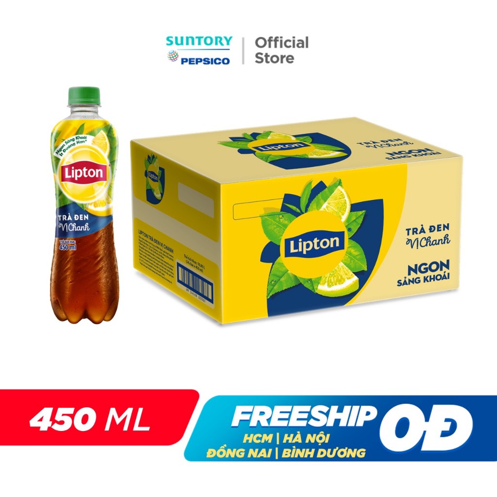 Thùng 24 Chai Lipton Trà Đen Vị Chanh