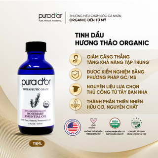 Tinh Dầu Hương Thảo Hữu Cơ Therapeutic Grade Rosemary Essential Oil PURA DOR 118ml Nhập Khẩu Mỹ