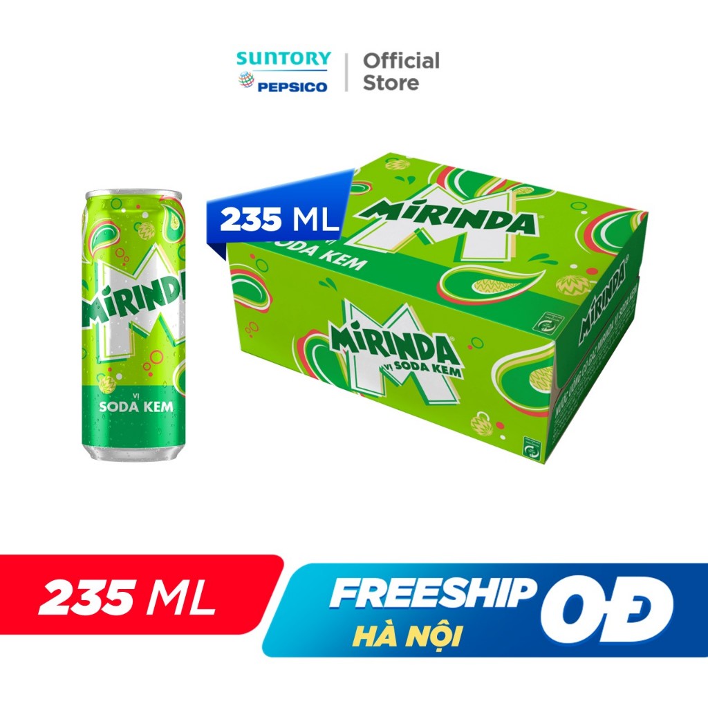 [HỎA TỐC]Thùng 24 Lon Nước Giải Khát Mirinda Soda Kem (235ml/lon)