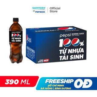 Thùng 24 Chai Nước Ngọt Có Gaz Pepsi Không Calo (390ml /chai)