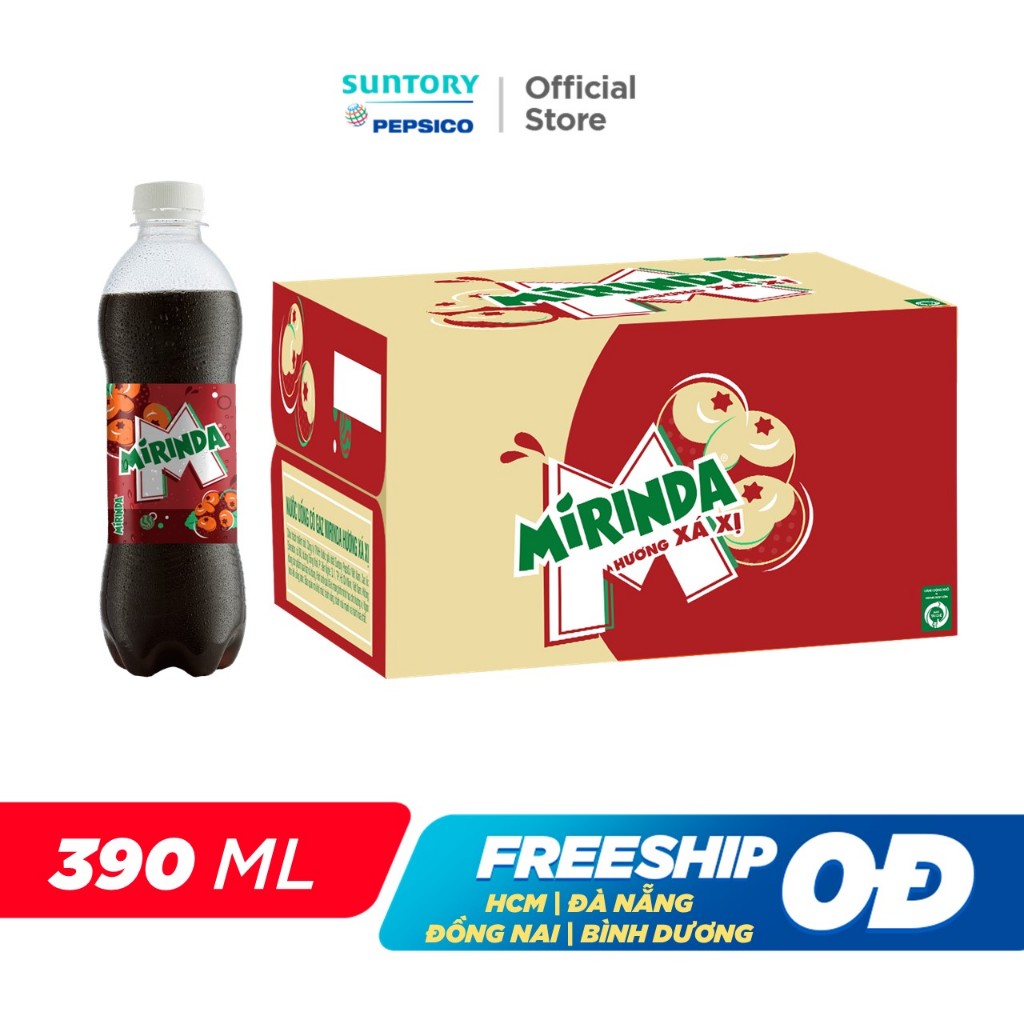 [CHỉ 25.12][Deal Sốc Kèm Nón]Thùng 24 Chai Nước Giải Khát Mirinda Xá Xị (390ml/chai)