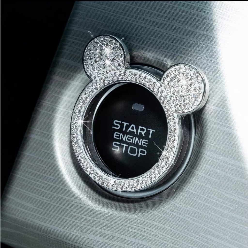 Trang trí nút Start/Stop đính đá hình gấu - Đính đá Nút Start/Stop cho các hãng xe ô tô