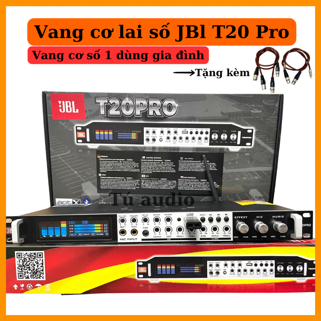 Vang cơ lai số JBL T20 Pro vỉ đỏ có Điều khiển, Cổng quang, Bluetooth, Usb, Aux.. Tặng dây canon.