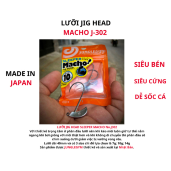 LƯỠI JIG HEAD SLEEPER MACHO No.J302 DÙNG GẮN CÁC LOẠI MỒI MỀM CÂU LURE CÁ LÓC , CÁ CHẼM