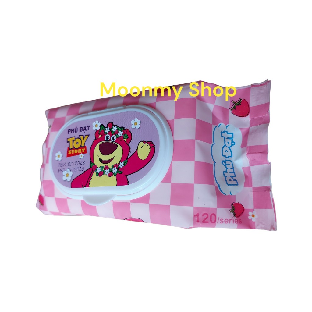 Gói khăn ướt Phú Đạt hình gấu không mùi, không parapen, khăn ướt baby 120 tờ