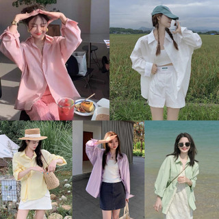 Áo sơ mi nữ dài tay form rộng Forlystudio màu pastel phong cách Hàn Quốc FG034