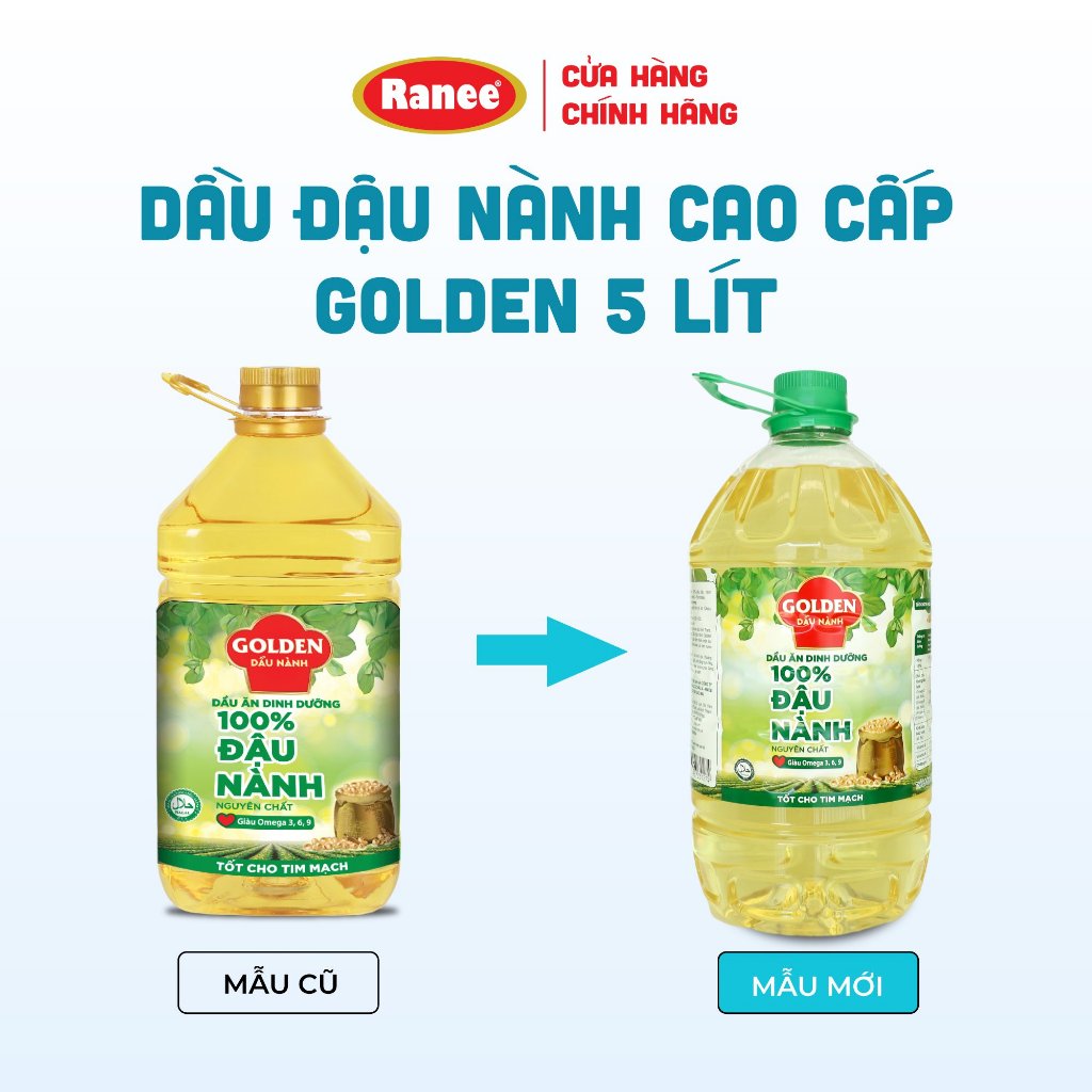 Thùng dầu Đậu Nành cao cấp Golden 5 lít (5 lít/chai x 4 chai)