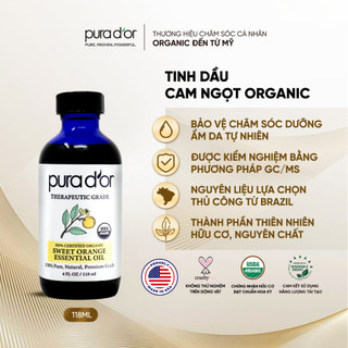 Tinh Dầu Cam Ngọt Hữu Cơ Therapeutic Grade Sweet Orange Essential Oil PURA DOR 118ml Nhập Khẩu Mỹ