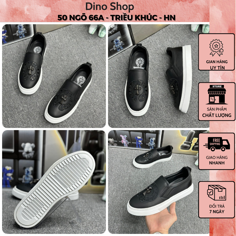 Giày Slipon Nam Đính Logo Chữ Thập Siêu Đẹp - Giày Slipon Nam Đính Chữ Thập Cao Cấp
