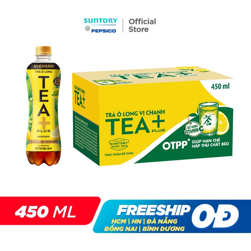 [CHỉ 25.12][ĐƠN 300K TẶNG 1 LY]Thùng 24 Chai Trà Ô long Tea+ Vị Chanh (450 ml/chai)