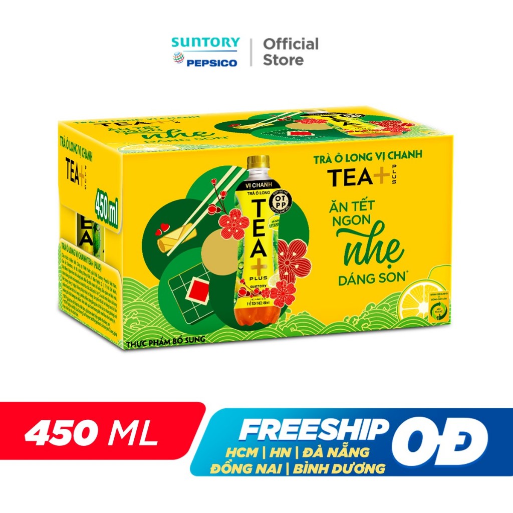 [CHỉ 25.12][ĐƠN 300K TẶNG 1 LY]Thùng 24 Chai Trà Ô long Tea+ Vị Chanh (450 ml/chai)