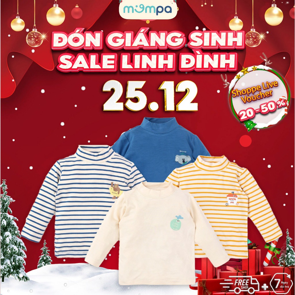 Set 2 áo giữ nhiệt cho bé Mompa 6 tháng-4 tuổi vải Modal mềm mại thấm hút thoáng khí 338