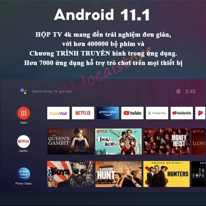 Android TV Box MXQ PRO 4K bản 8G+128GB/16GB+256GB Tiếng Việt Wifi 5G Android 11.1 Độ phân giải 4K, xem YouTube VV