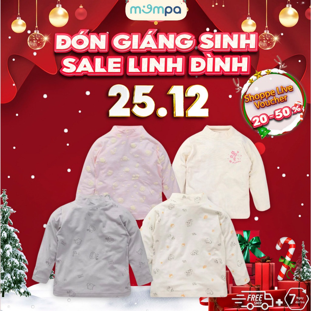 Set 2 áo giữ nhiệt cho bé Mompa 6 tháng - 4 tuổi vải Modal mềm mại thấm hút thoáng khí - 352