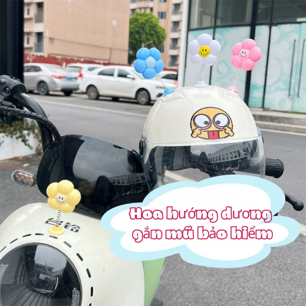 Hoa gắn mũ bảo hiểm cute , bông hoa trang trí mũ siêu xinh đến từ GRO