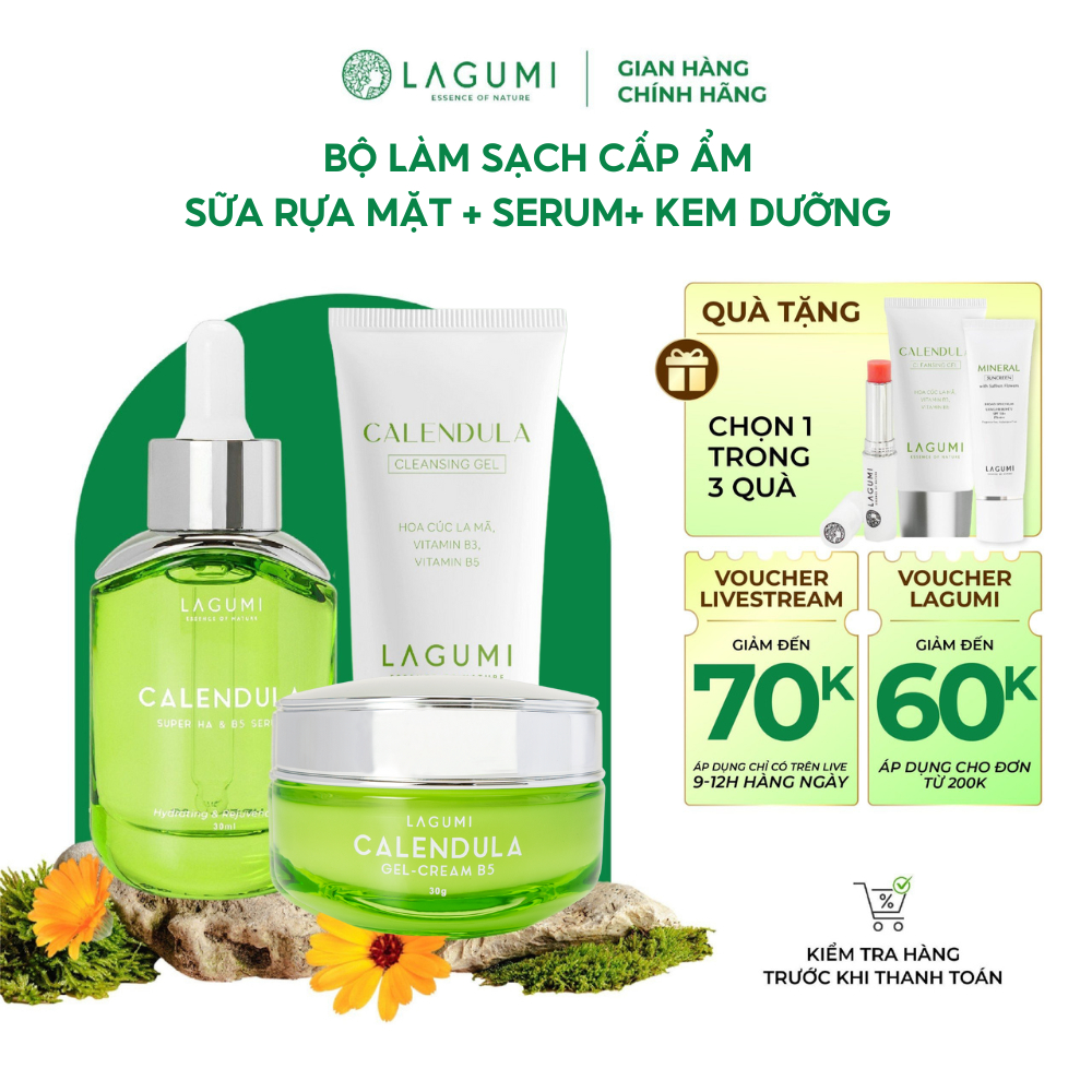 Combo Sữa rửa mặt Lagumi 50g + Serum Lagumi 30g + Kem dưỡng Lagumi 30g