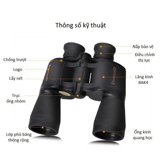 Ống nhòm đôi Baigish 20x50 dành cho mọi phượt thủ, ống nhòm du lích thăm quan