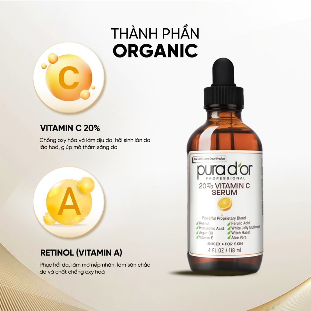 Serum Vitamin C Chống Lão Hóa 20% 118ml PURA DOR
