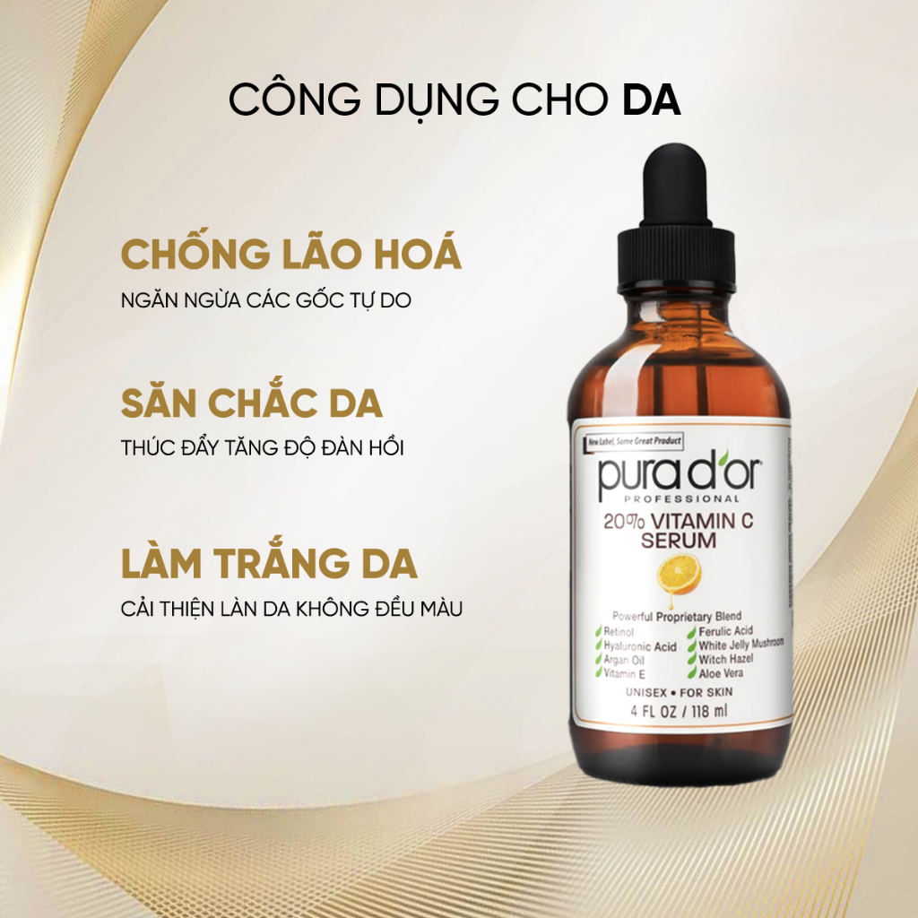 Serum Vitamin C Chống Lão Hóa 20% 118ml PURA DOR