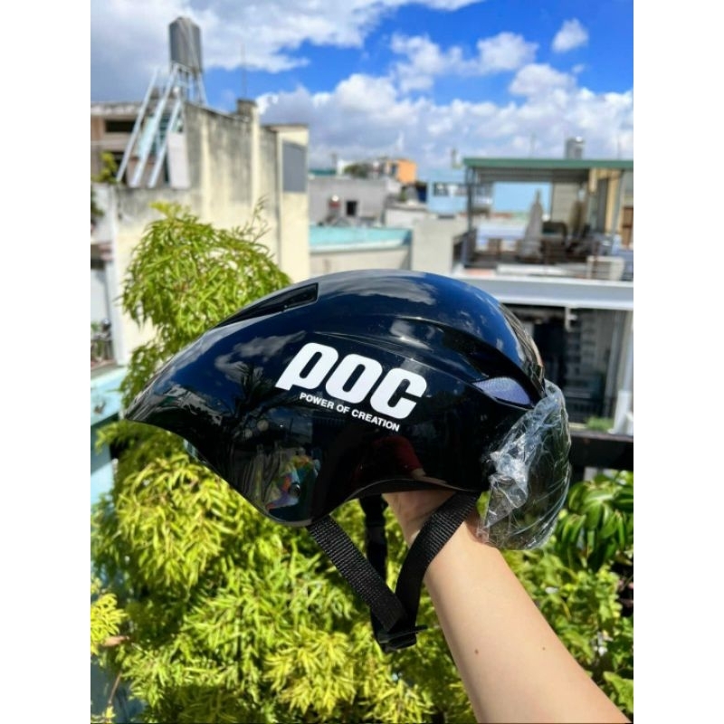 Nón Poc thể thao có tăng chỉnh(nón trơn lên tem)kính bấm