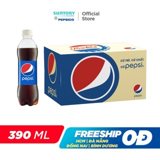 Thùng 24 Chai Nước Ngọt Có Gaz Pepsi (390ml/chai)