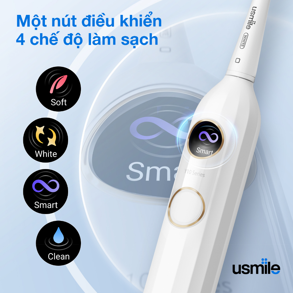 Bàn Chải Điện Sóng Siêu Âm Usmile Y10 4 Chế Độ Làm Sạch | Hàng Chính Hãng | Bảo Hành 12T | Mimax Store