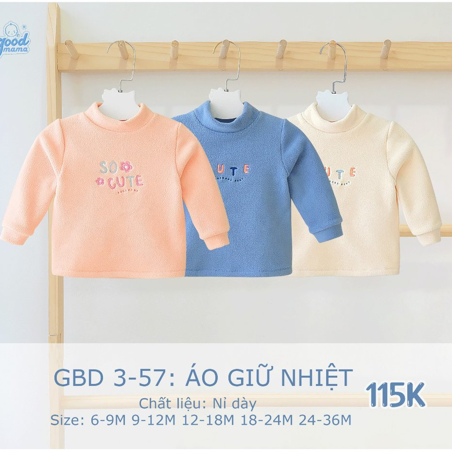 GBD3-57 Áo giữ nhiệt Goodmama Chất Liệu Nỉ Dày Mềm Mại, Ấm Áp Cho Bé Trai, Bé Gái