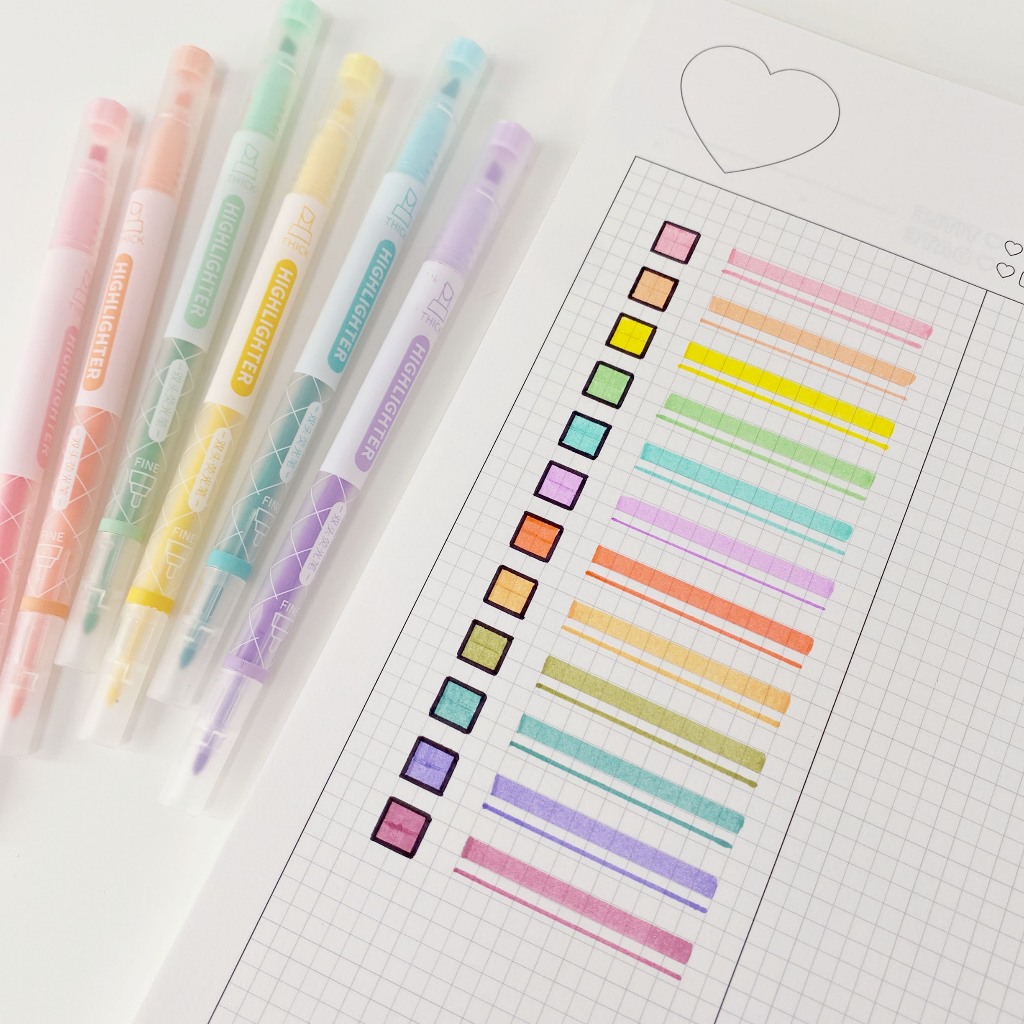 Clearance Set 8 Bút dạ quang đánh dấu highlighter pen pastel morandi nhiều màu marker dễ thương