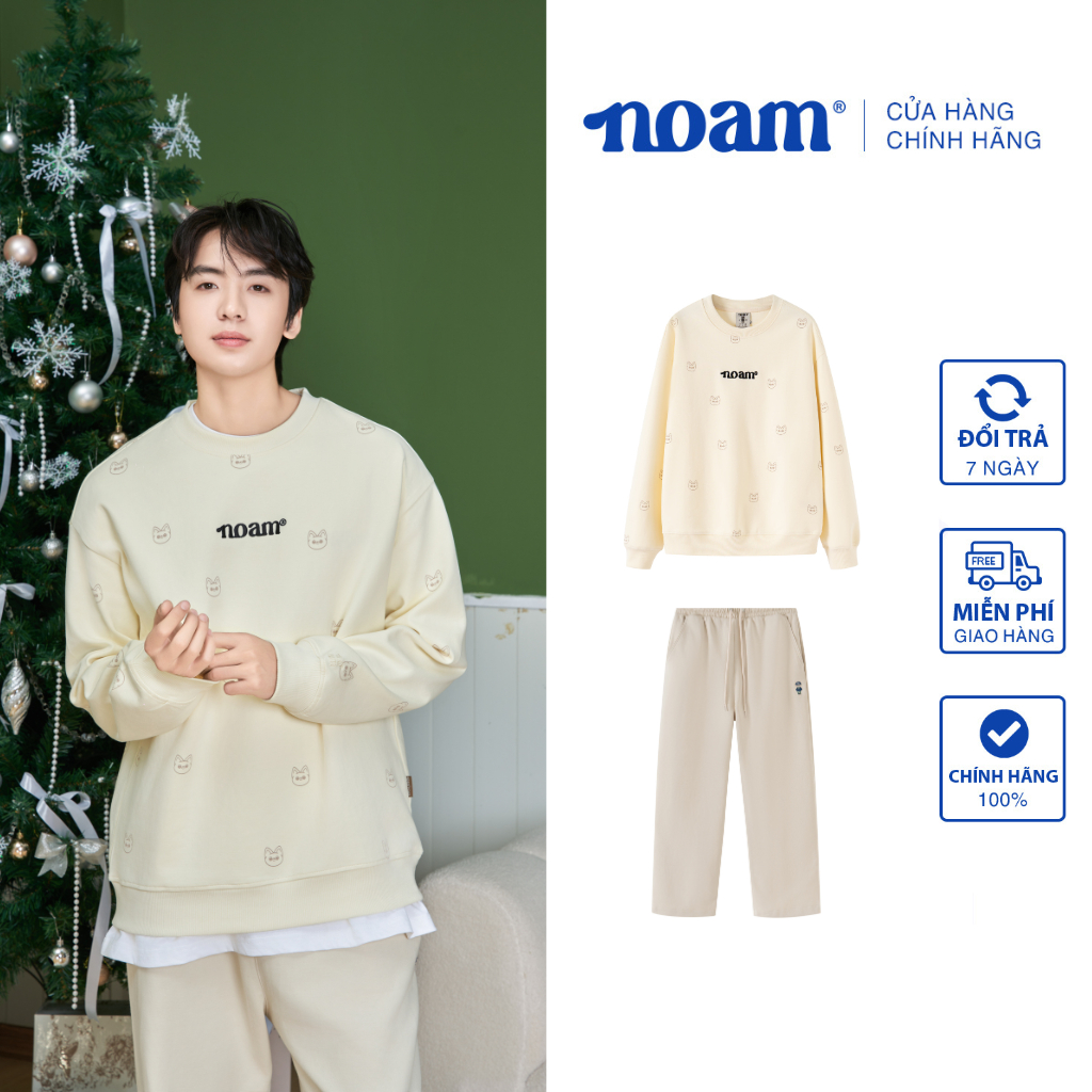 Set đồ Unisex Form rộng NOAM Sweater Monogram Nafox - Vải nỉ mềm mịn