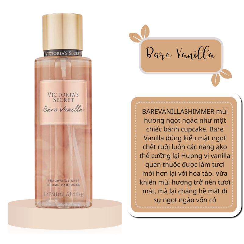 FULL SIZE BARE VANILLA - XỊT THƠM DƯỠNG THỂ VICTORIA'S SECRET USA