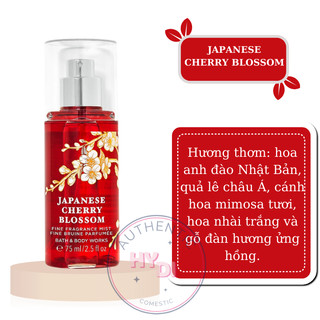 TRAVEL SIZE 75ML FULL SEAL CHÍNH HÃNG JAPANESE CHERRY BLOSSOM - XỊT THƠM BODY MIST BATH & BODY WORKS USA