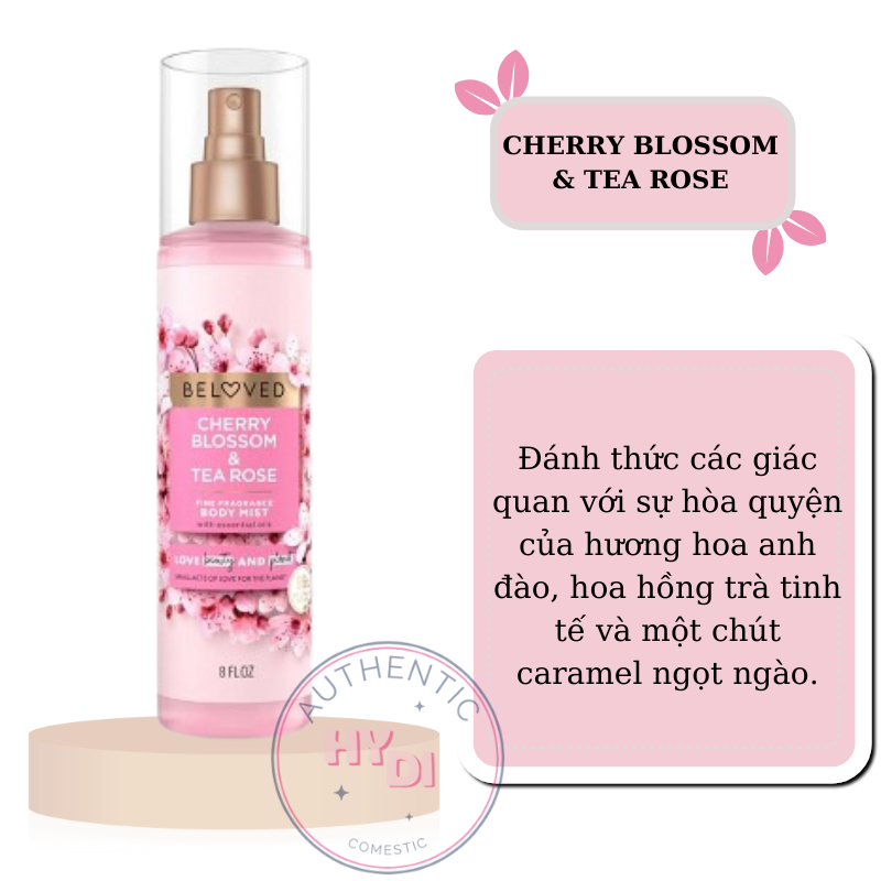 Tester CHERRY BLOSSOM & TEA ROSE - XỊT THƠM DƯỠNG THỂ USA