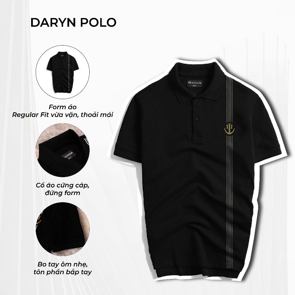 WIZDOM áo polo nam DARYN vải cá sấu cotton cao cấp thoáng mát, trendy, nam tính
