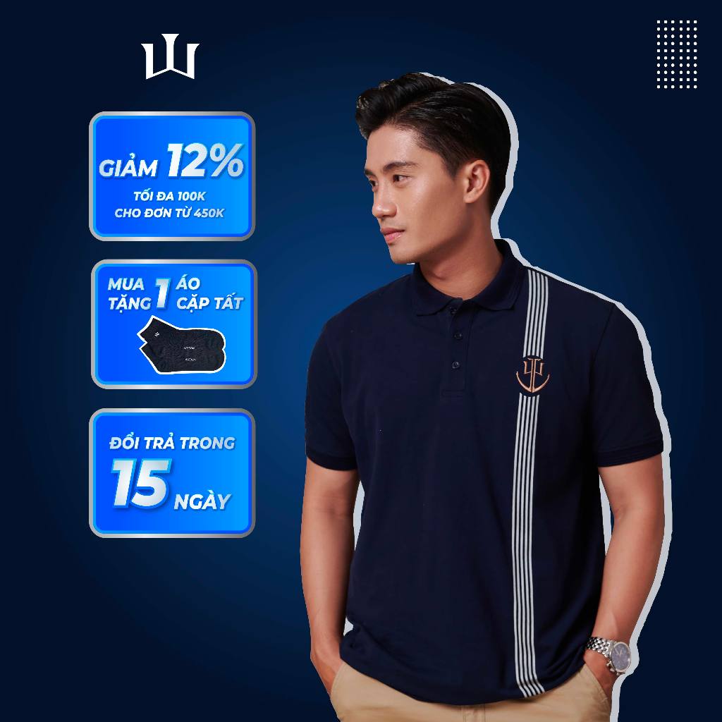 WIZDOM áo polo nam DARYN vải cá sấu cotton cao cấp thoáng mát, trendy, nam tính